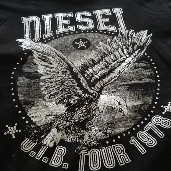 Diesel Kids Boys Shirt T-shirt Black Silver Logo - Picture 3 of 4